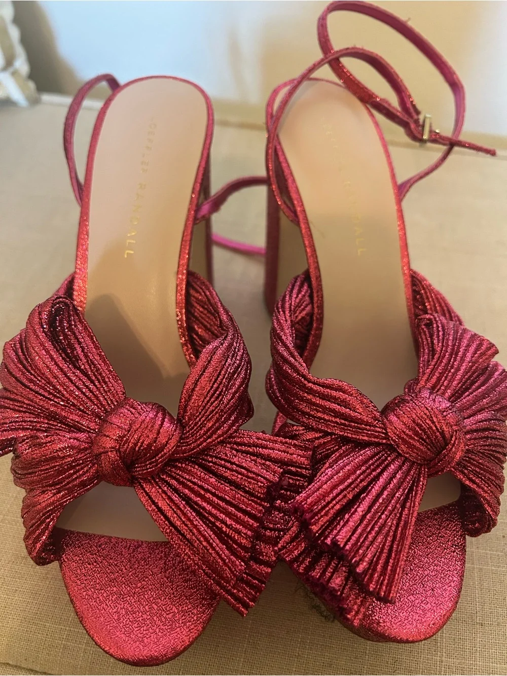 Loeffler Randall Metallic Fuchsia Platform Bow Heels - Size 7.5